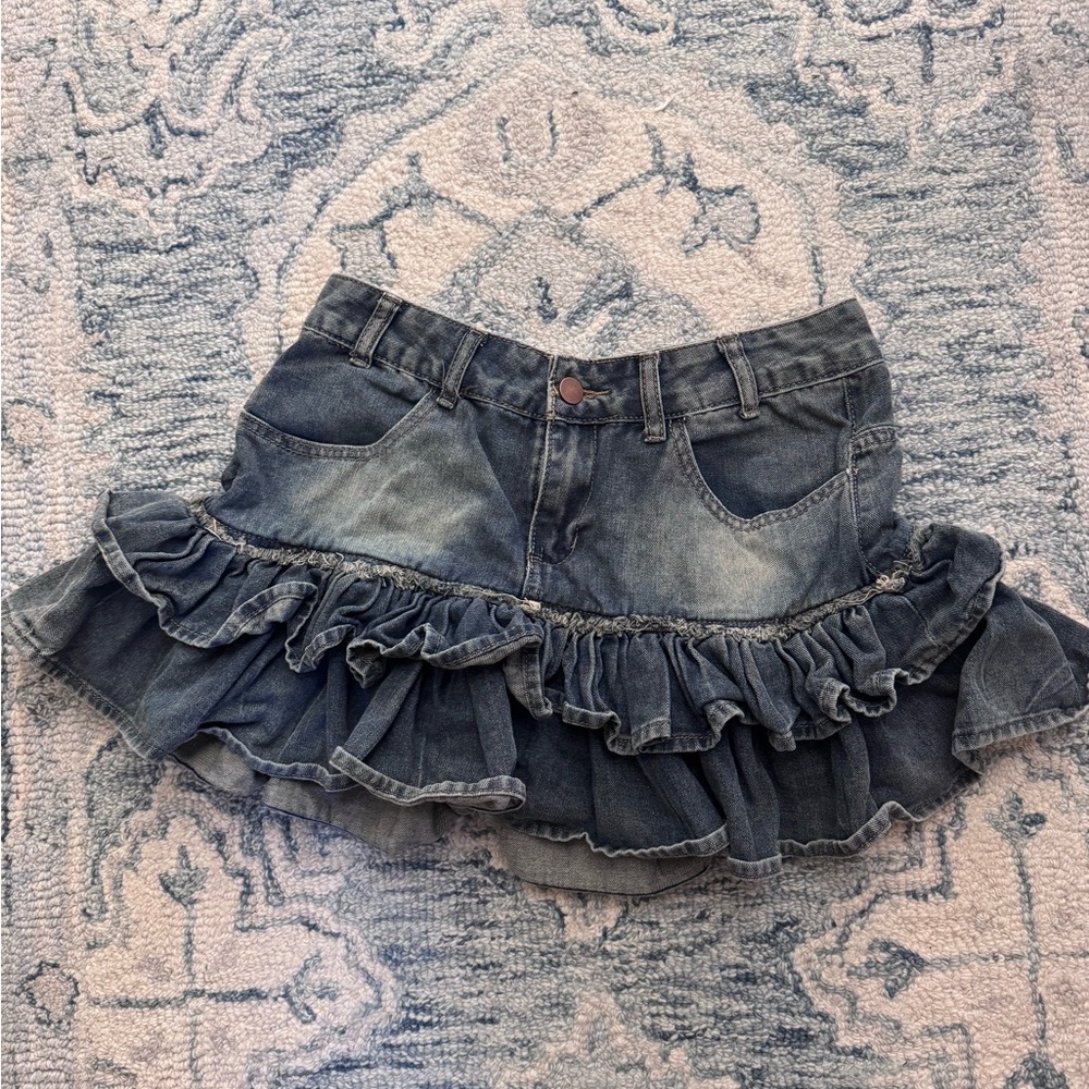 SHEIN Jean Ruffle Skirt Size 4